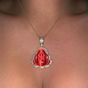 red buddha pendant necklace